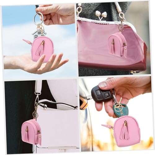 HEALEEP Mini Handtasche mit Reißverschluss und Schlüsselring Niedliche Kleine Geldbörse für Kleingeld und Karten Praktische und Kreative Umhängetasche in Hellrosa Leicht und von HEALEEP