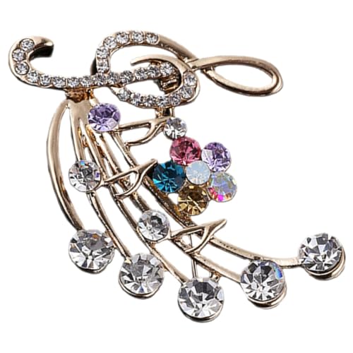 HEALEEP Musiknote Brosche für Frauen Strass Anstecknadel Modisches Accessoire für Pullover und Kleidung Elegantes Design Champagnergold Perfektes Schmuckstück für Besondere Anlässe von HEALEEP