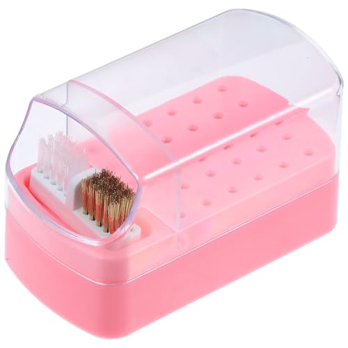 HEALEEP Nagelbohrer Halter mit Reinigungsbox Organizer für Maniküre Werkzeuge Aufbewahrungssystem für Nagelbohrer und Schleifköpfe in Rosa von HEALEEP