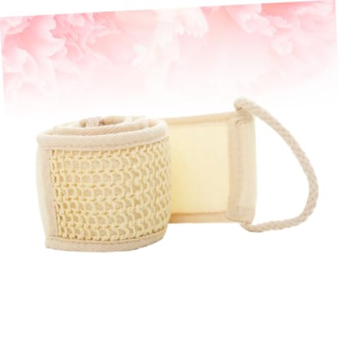 HEALEEP Natürlicher Baumwolle Leinen Rückenschrubber Sanftes Peeling Dickes Badetuch zum Rückenreinigen Hautfreundlich Bequeme Handhabung Beige für Dusche und Körperpflege von HEALEEP