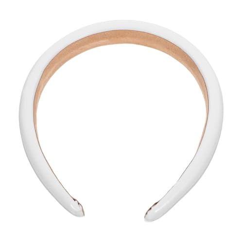 HEALEEP PU Leder Haarreif Weiß Nicht Rutschendes Breites Stirnband Damen Leichtes Strapazierfähiges Haarband für Alltag Party Cosplay und Festliche Anlässe von HEALEEP