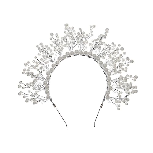 HEALEEP Perlenkrone Braut Tiara für Hochzeit Braut Kopfschmuck Handgefertigt Silberfarben und Leicht Komfortabel zu Tragen Strapazierfähig und Romantisch Gestaltet von HEALEEP