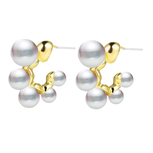 HEALEEP Perlenohrringe Damen C form Ohrstecker Leicht und Hautfreundlich Langlebig mit Modischem Perldesign für Alltag Party Hochzeit für Frauen und Mädchen von HEALEEP