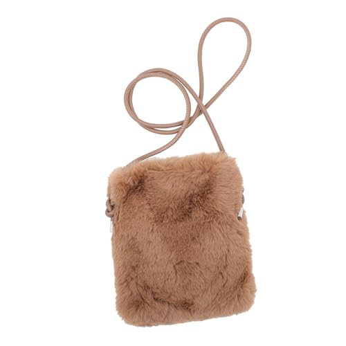 HEALEEP Plüsch Damen Schultertasche Handytasche Umhängetasche Mode Handy Aufbewahrungstasche Braun Herbst Winter von HEALEEP