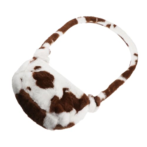 HEALEEP Plüsch Damen Umhängetasche Braun Muster Weiche Winter Schultertasche Modisch Komfortabel Für Alltag Shopping Reise von HEALEEP