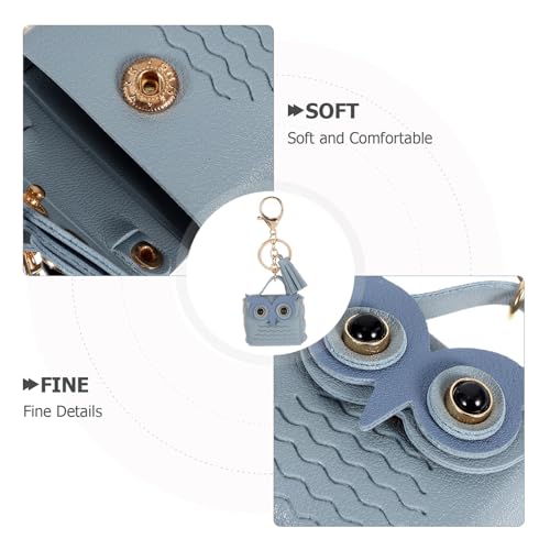 HEALEEP Pu Eule Münzbeutel Schlüsselanhänger mit Kreativem Design Vielseitige Mini Geldbörse und Kosmetiktasche in Blau als Süßer Anhänger für Kopfhörer Rucksack und Kartenhalter von HEALEEP