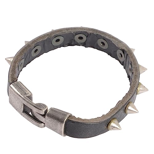 HEALEEP Punk Rock Lederarmband Verstellbar Schwarz mit Nieten Unisex Lederarmband für Männer Frauen Modisches Handgelenk Schmuck Accessoire für Halloween Geburtstag Weihnachten von HEALEEP