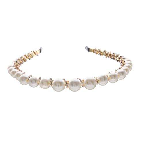 HEALEEP Retro Perlen Haarreif Damen Haarband Handmade Komfortabel Leicht Hochzeitsfest Geburtstag Party Haarschmuck Goldfarben Elegant Langlebig von HEALEEP