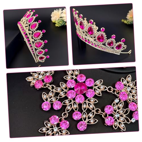 HEALEEP Rhinestone Brautschmuck mit Krone Halskette und Ohrringen Elegantes Schmuckset für Damen Geeignet für Hochzeit Party Abendveranstaltung und Festliche Anlässe von HEALEEP