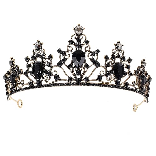 HEALEEP Rhinestone Haarreif Damen Haarschmuck Party Festlicher Kopfschmuck für Hochzeit Geburtstag Abschlussball Schwarz Vintage von HEALEEP