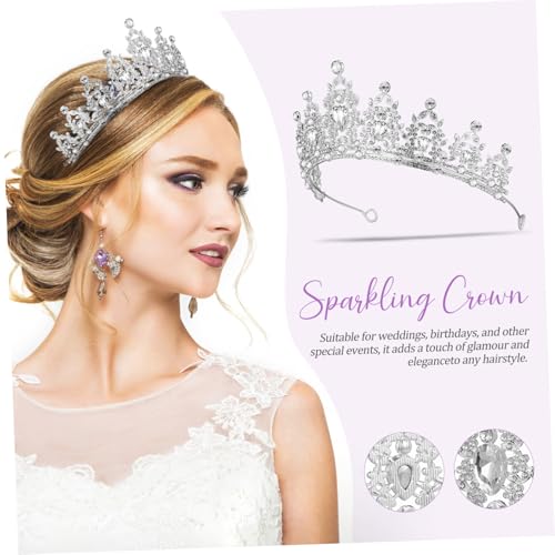 HEALEEP Rhinestone Tiara Diadem Glitzer Krone Damen Haarreif für Hochzeit Braut Party Geburtstag Leicht Komfortabel Fest Sitzend Haarschmuck Accessoire von HEALEEP