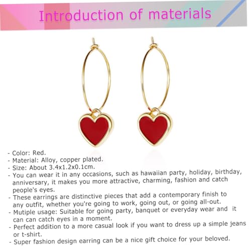 HEALEEP Rote Herz Ohrringe Damen Dangler Kreis Ohrschmuck Modisch Schlicht Vielseitig für Alltag Party von HEALEEP