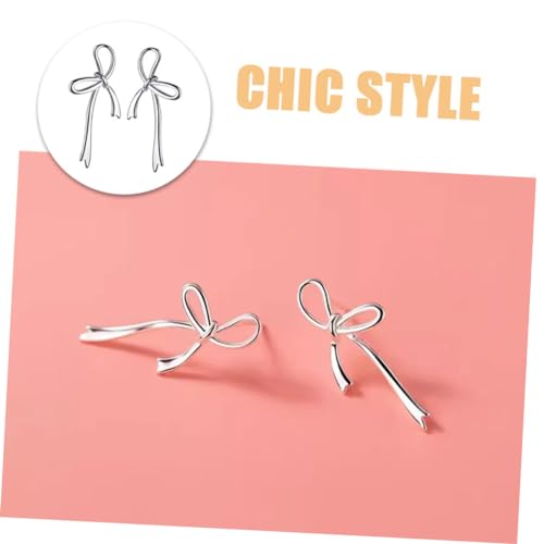 HEALEEP Schlichte Schleifenohrringe für Damen aus Silberfarbenem Filigranes Design Modischer Stecker mit Eleganter Schleifenform Vielseitiger Schmuck für Alltag und Besondere Anlässe von HEALEEP