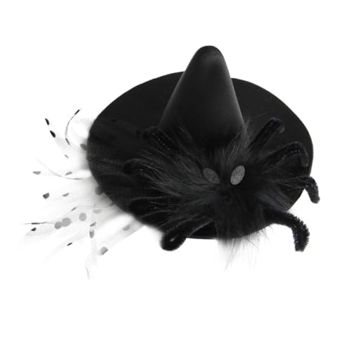 HEALEEP Schwarzer Hexenhut Haarnadel Für Damen Halloween Party Kopfschmuck Dekorative Formale Kleid Accessoires Mit Spinnennadel Stoff Hut Schmuck von HEALEEP