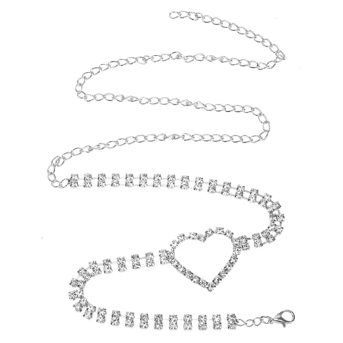 HEALEEP Silberne Bein kette mit Herzanhänger Glänzende Mehrlagige Körperkette aus Langlebiger Legierung Modische Verzierung für Strand Party und Alltag Bequemer Schmuck für Damen von HEALEEP