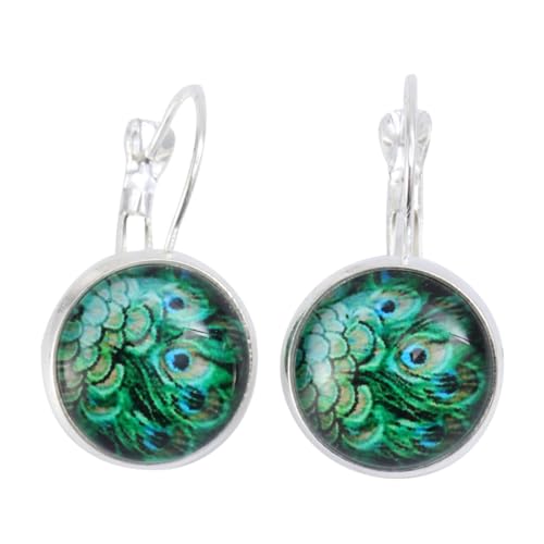 HEALEEP Silberne Ohrringe mit Pfauenfeder Design Modische Vintage Hängende Ohrstecker für Damen Langlebig Legierter Schmuck Angenehm zu Tragen Geeignet für Party und Alltag von HEALEEP