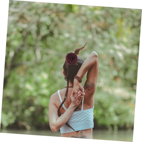 HEALEEP Synthetischer Haar Dutt Clip mit Blumen Design Langlebiger Haarschmuck für Frauen Einfach zu Befestigender Dutt Fixator Weinrote Haarklammer für Voluminöse Hochsteckfrisuren von HEALEEP