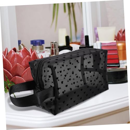HEALEEP Transparente Kosmetiktasche Nylon Mesh Schminktasche mit Reißverschluss Handlicher Kulturbeutel für Frauen Reise Make Up Organizer mit Stilvollem Herzmuster HEALEEP Transparente Kosmetiktasche Nylon Mesh Schminktasche mit Reißverschluss Handlicher Kulturbeutel für Frauen Reise Make Up Organizer mit Stilvollem Herzmuster von HEALEEP
