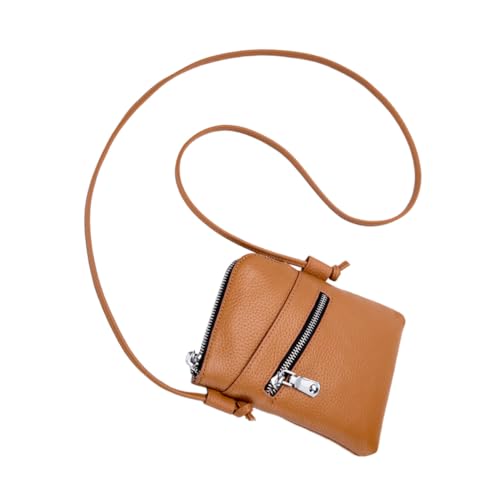 HEALEEP Umhängetasche Damen aus Weichem Kunstleder Kratzfest mit Mehrschichtigem Innenfach für Kosmetik und Alltagsgegenstände Modische Crossbody Tasche in Warmem Erdfarbton für Alltag von HEALEEP