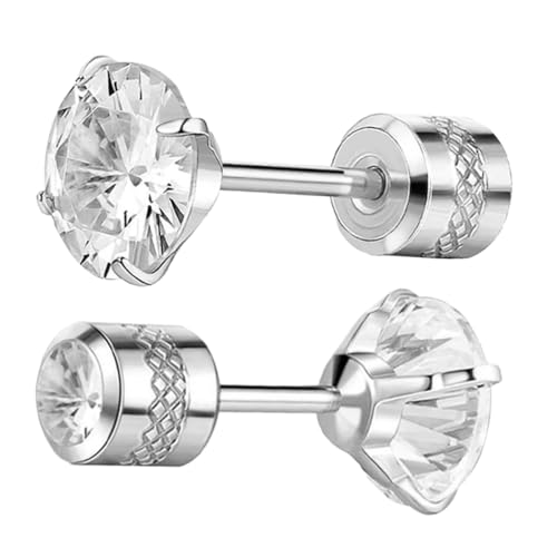 HEALEEP Unisex Edelstahl Ohrstecker mit Funkelnden Zirkonia Kleine Modische Ohrstecker Damen Herren Leichte und Sichere Ohrringe für Alltag und Festlichkeiten von HEALEEP