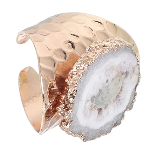 HEALEEP Vergoldeter Damenring mit Natürlichem Handgefertigter Unregelmäßiger Edelstein Hautfreundlich und Leicht Anzuziehen Eleganter Schmuck für Alltag Party und von HEALEEP