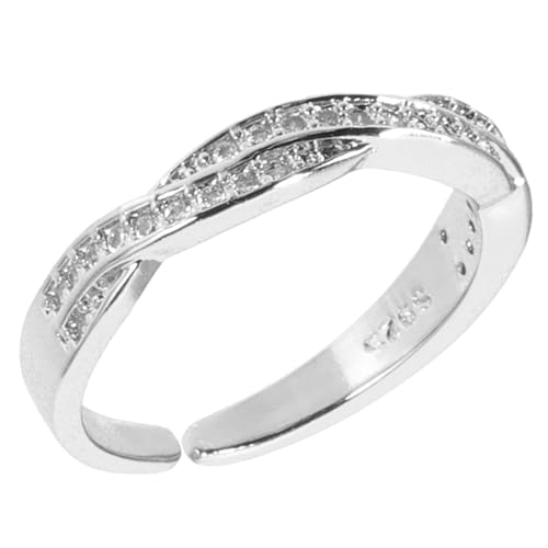 HEALEEP Verstellbarer Damenring mit Zirkonia Modischer Offener Ring in Weißgold Eleganter Schmuck für Alltag Party und Stilvoller Trendiger Verlobungsring von HEALEEP