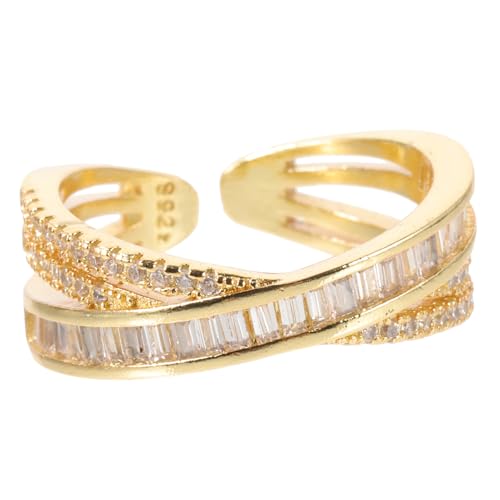HEALEEP Verstellbarer Geometrischer Damenring mit Funkelnden Zirkonia Eleganter Offener Fingerring Modisches Schmuckstück für Frauen und Teenager Langlebig und Komfortabel Tragbar von HEALEEP