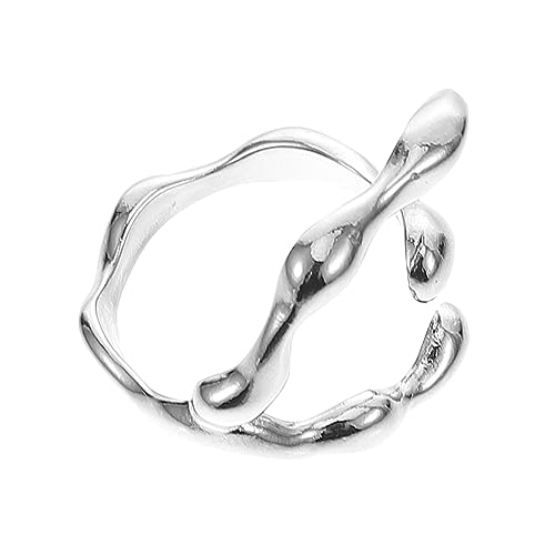 HEALEEP Verstellbarer Offener Finger Ring Silber mit Oberfläche Eleganter Leichter Ring für Damen für Alltag Hochzeiten und Besondere Anlässe von HEALEEP