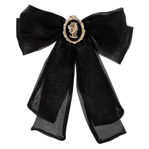 HEALEEP Vintage Damen Brosche mit Großem Schleifenmotiv Halsbrosche für Festliche Anlässe und Alltagsmode für Kleider Schals und Taschen Schwarze Farbvariante von HEALEEP