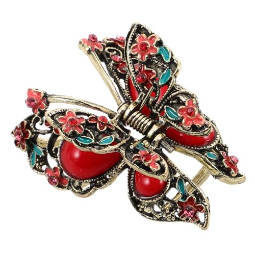 HEALEEP Vintage Haarspange Aus Metall Mit Funkelnden Strasssteinen Retro Haarklammer Für Frauen Und Mädchen Stilvolle Haarklammer Für Hochsteckfrisuren in Rot Stilvolle Haaraccessoires von HEALEEP