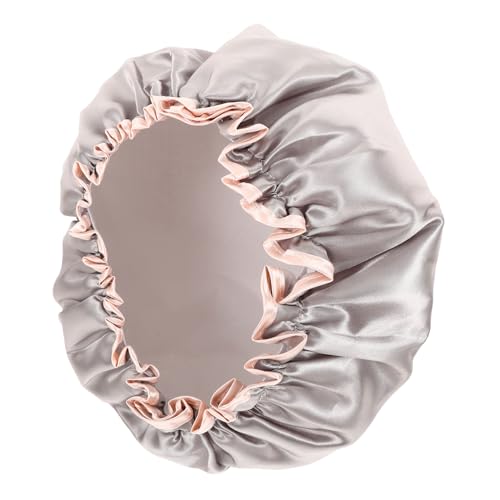 HEALEEP Wasserdichte Duschhaube Damen Extra Wiederverwendbar Peva Doppellagig Badekappe für Langes Haar Spa Kochen Make up Badezimmer Haarschutz von HEALEEP