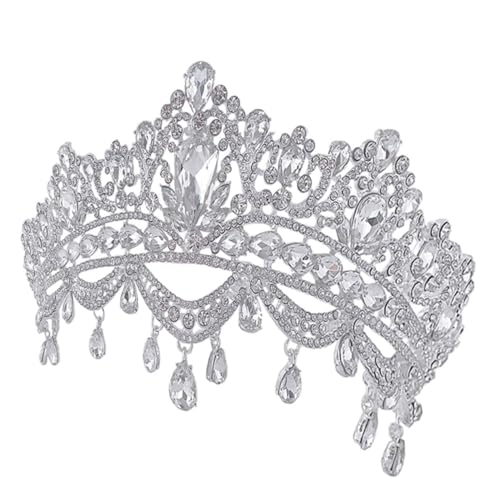 HEALEEP Wasserdichte Silberne Tiara Haarreif für Damen mit Funkelnden Strasssteinen Brautschmuck Accessoire für Hochzeiten Geburtstage Partys und Festliche Anlässe von HEALEEP