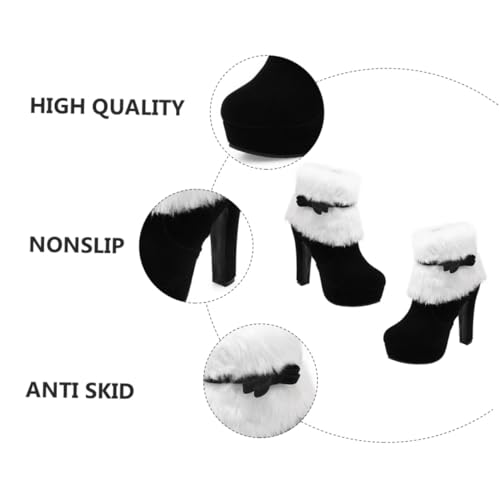 HEALEEP Weihnachtliche Winter Stiefeletten Damen Kurzschaft Plüsch Futter Großer Absatz Rutschfest Komfortabel Stilvoll für Kaltes Wetter von HEALEEP