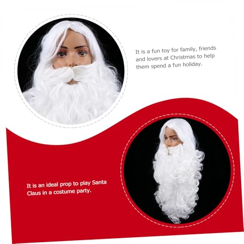 HEALEEP Weihnachtsmann Perücke Set Weiß Lockige Santa Claus Perücke mit Weihnachtskostüm Zubehör für Karneval Cosplay Party von HEALEEP
