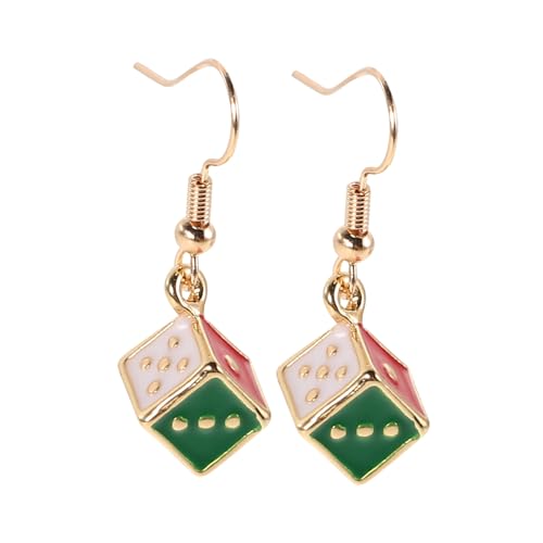 HEALEEP Würfel Ohrringe Mini Geometrische Würfelanhänger aus Robustem Legierungsmetall Leichte Bunte Würfel Ohrhänger für Frauen Party Alltag Halloween Schmuck von HEALEEP