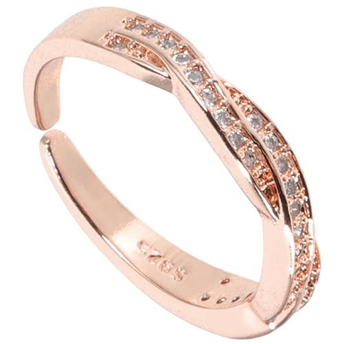 HEALEEP Zirkonia Damenring Verstellbarer Offener Ring mit Glänzender Verzierung für Modebewusste Frauen für Alltag Partys und Besondere Anlässe Roségold Farbton von HEALEEP
