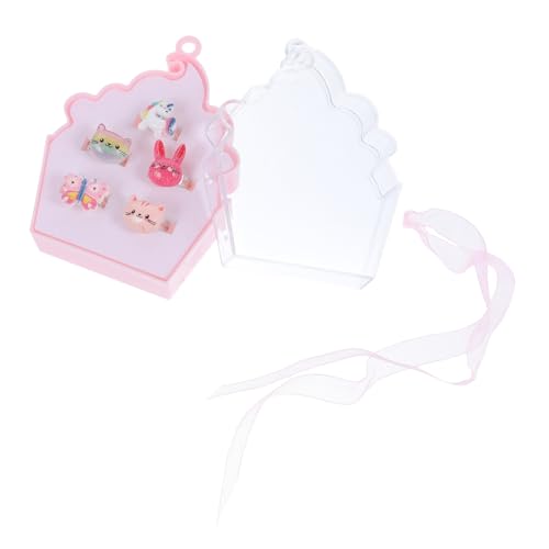 HEALSOPTHY 1 Schachtel Verstellbare Kinderringe Mädchen Schmuck aus Robustem Kunststoff mit Buntem Katzenmotiv Langlebig und Sicher als Geburtstagsgeschenk für Festliche Anlässe von HEALSOPTHY