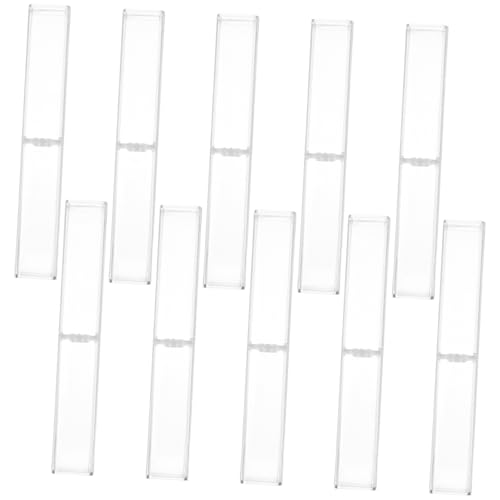HEALSOPTHY 10 Stück Teiliges Transparente Quadratische Stiftebox aus Robustem Kunststoff Praktische Aufbewahrungsbox für Kugelschreiber und Bleistifte für Schule Büro und Schüler von HEALSOPTHY