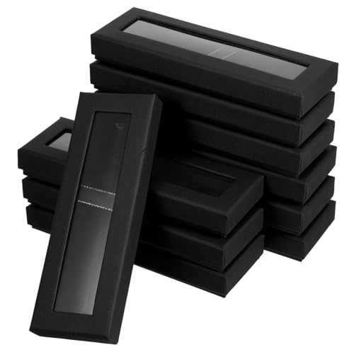 HEALSOPTHY 10 Stück Transparente Stiftebox mit Schwarzem Deckel Dekorative Geschenkbox mit Sichtfenster Vielseitige Aufbewahrung für Stifte Schmuck und Kleine Gegenstände Stilvolle von HEALSOPTHY