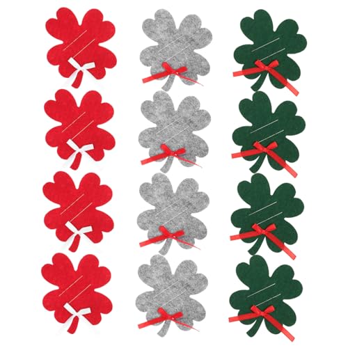 HEALSOPTHY 12 Stück Teiliges Filz Geldbörsen in Rot Grün Vielseitiger Karten und Bargeldhalter mit Kleeblatt Motiv für Weihnachten Wiederverwendbar Leicht für Reisen Shopping und von HEALSOPTHY