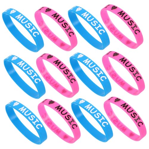 HEALSOPTHY 12 Stück Teiliges I Love Music Silikonarmbänder mit Einzigartigem Eingelassenem Design Bunte Dehnbare Festival wristbands für Konzert Edm Rock Hip hop events von HEALSOPTHY