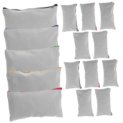 HEALSOPTHY 15 Stück Teiliges Canvas Federmäppchen Sublimationsgeeignete Kosmetiktasche mit Reißverschluss Hitzebeständige DIY Blanko Taschen für Make Up Stifte und Reise Beige Farbige von HEALSOPTHY