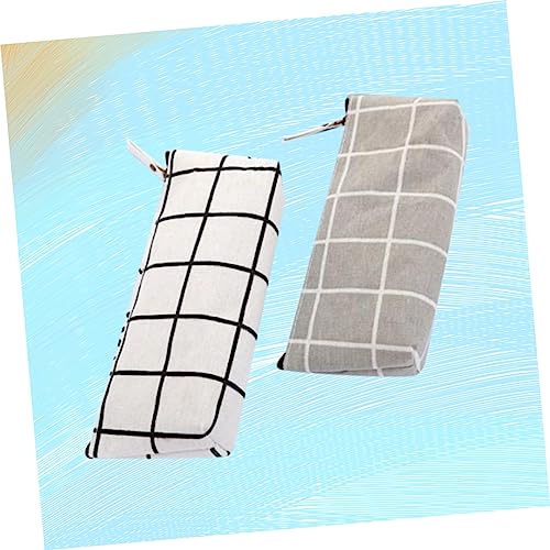 HEALSOPTHY 2 Stück Canvas Federmäppchen Große Kapazität Langlebige Waschbare Stiftemäppchen mit Streifenmuster Vielseitig Nutzbar als Schreibwarenbeutel Kosmetiktasche und Handyetui für von HEALSOPTHY