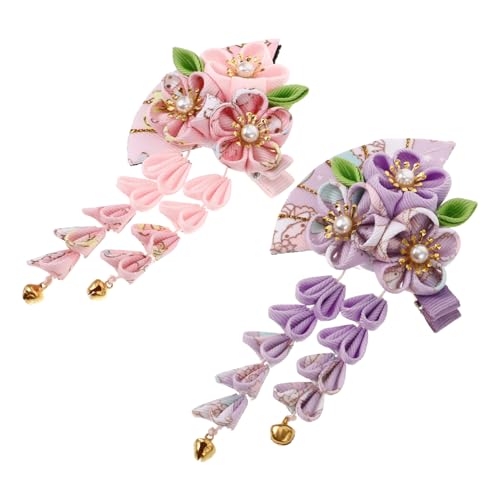 HEALSOPTHY 2 Stück Japanischer Haarschmuck mit Blumen und Quasten Elegante Haarspangen für Damen Traditioneller Kimono Stil Haarschmuck Accessoires für Besondere Anlässe von HEALSOPTHY