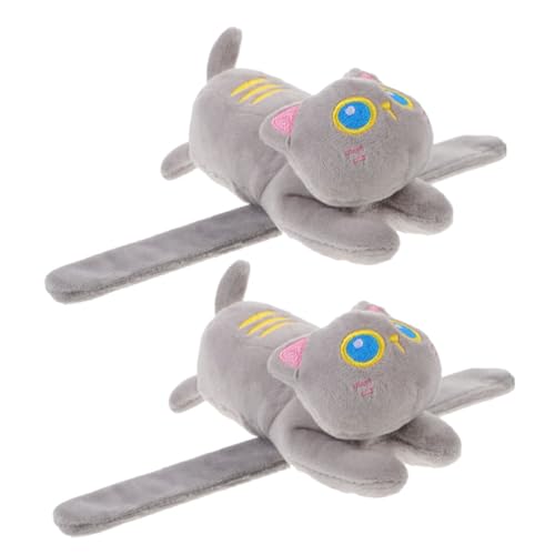 HEALSOPTHY 2 Stück Kawaii Katzen Slap Armbänder Lustige Plüscharmbänder für Partys Dekoration und Tierische Handgelenkspielzeuge aus Strapazierfähigem Material von HEALSOPTHY
