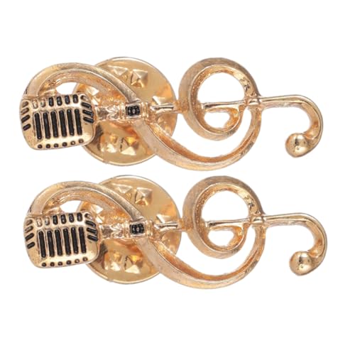 HEALSOPTHY 2 Stück Musiknoten und Mikrofon Brosche aus Metall Stylische Anstecknadeln für Herren und Damen Vielseitiges Schmuckaccessoire für Jacken Schals Hüte Taschen als Neujahrsgeschenk von HEALSOPTHY