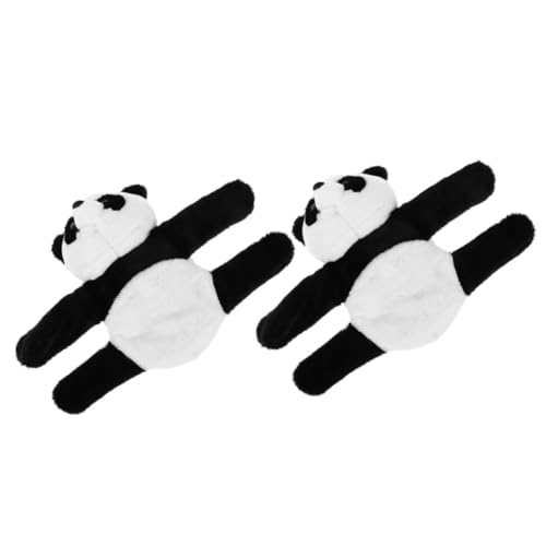 HEALSOPTHY 2 Stück Panda Plüsch Slap Armbänder Weiches Tier Motiv Party Geschenkstrap Slapband Mädchen Jungen Geburtstag Weihnachtsfeier Accessoire von HEALSOPTHY