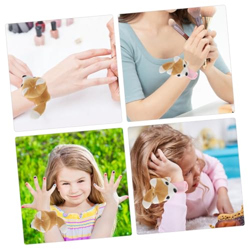 HEALSOPTHY 2 Stück Plüsch knickarmband Kuscheltier Slap Bracelet mit Gelbem Husky Motiv Weiche Langlebige Schnappbänder für Partys Geschenke Kindergeburtstag und Festliche Anlässe von HEALSOPTHY
