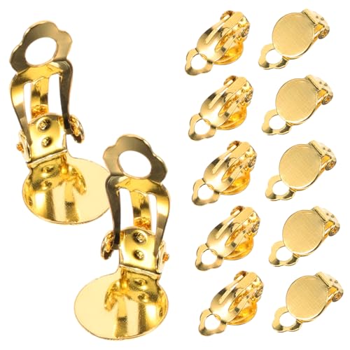 HEALSOPTHY 20 Stück Teiliges Runde Ohrclips Goldfarbene Ohrclip für Durchbohrte Ohren Flexible DIY Schmuckkomponenten Tragbar für Ohrschmuck Selber Machen von HEALSOPTHY