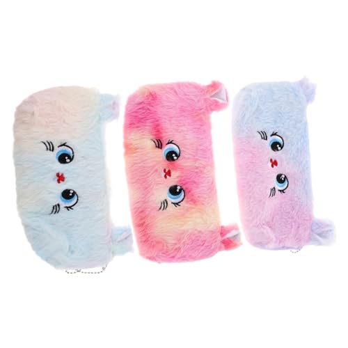 HEALSOPTHY 3 Teiliges Federmäppchen Mit Tiermotiv Make Up Tasche Organizer Taschen Katzen Stiftetasche Plüsch Stiftetasche Bleistift Organizer Kosmetiktasche Süßes Federmäppchen von HEALSOPTHY